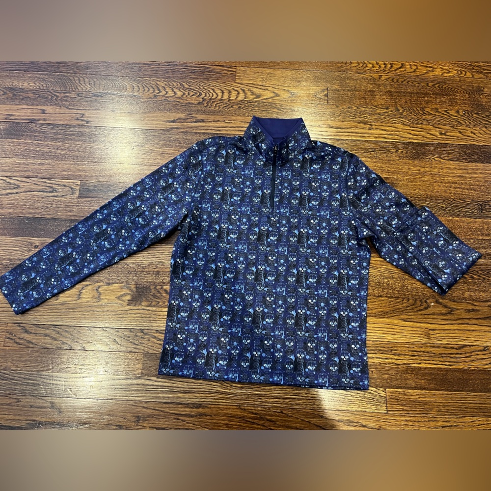 Robert Graham Men’s Cutting Edge Skull Print Performance Quarter Zip